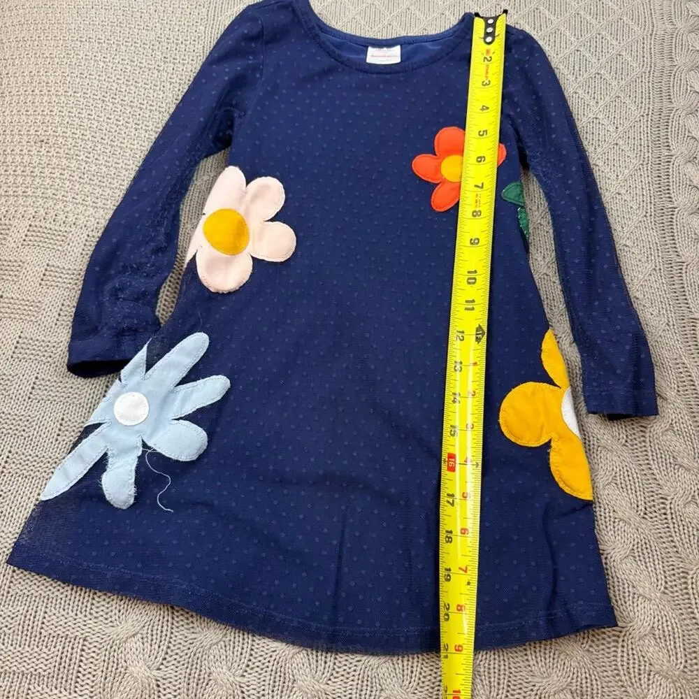 Hanna Andersson Blue Tulle Dress with Colorful Floral Appliqué 4